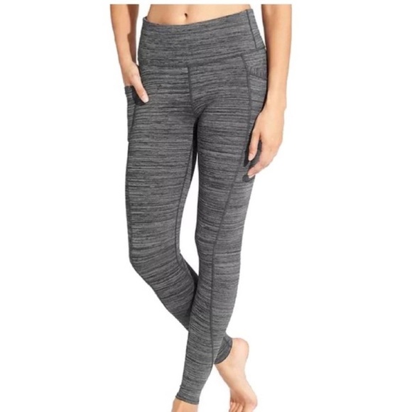 Athleta Pants - Athleta Chaturanga to town midrise leggings 27” inseam Space dye gray sz S. EUC
